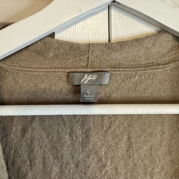 J.JILL SILK SILK BLEND MINIMALIST ASYMMETRICAL BUTTON CARDIGAN TOP SZ L - Picture 2 of 3